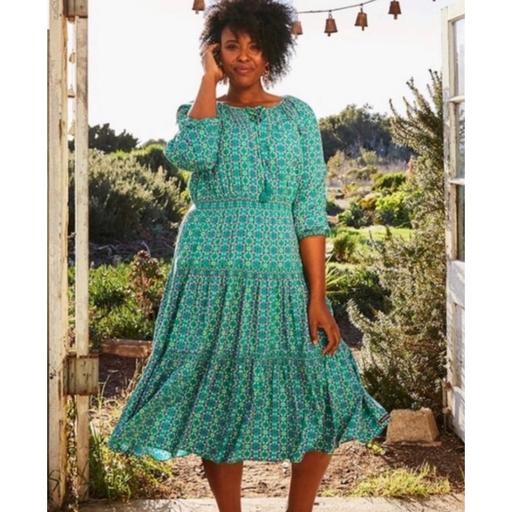 Matilda Jane Age of Aquarius Green Tiered Cottage Core Peasant Dress Small